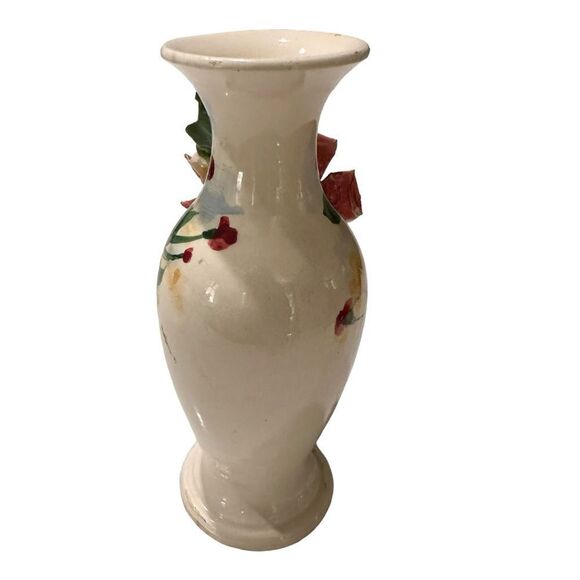 Vintage Capodimonte Vase BIG Applied PINK ROSE Mid Century MADE IN ITALY 7” - Picture 5 of 7